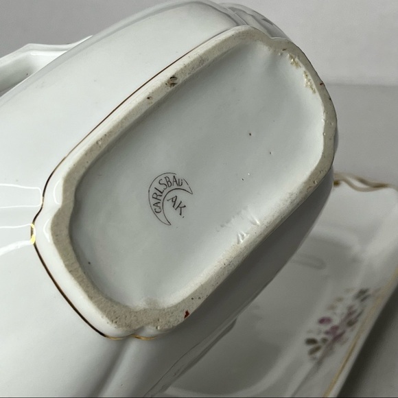 Carlsbad AK China Gravy Boat with‎ Under plate Floral Gold Trim - Picture 16 of 17